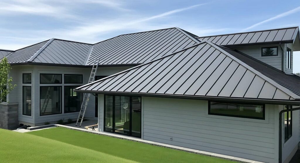 Modern house with metal roofing design