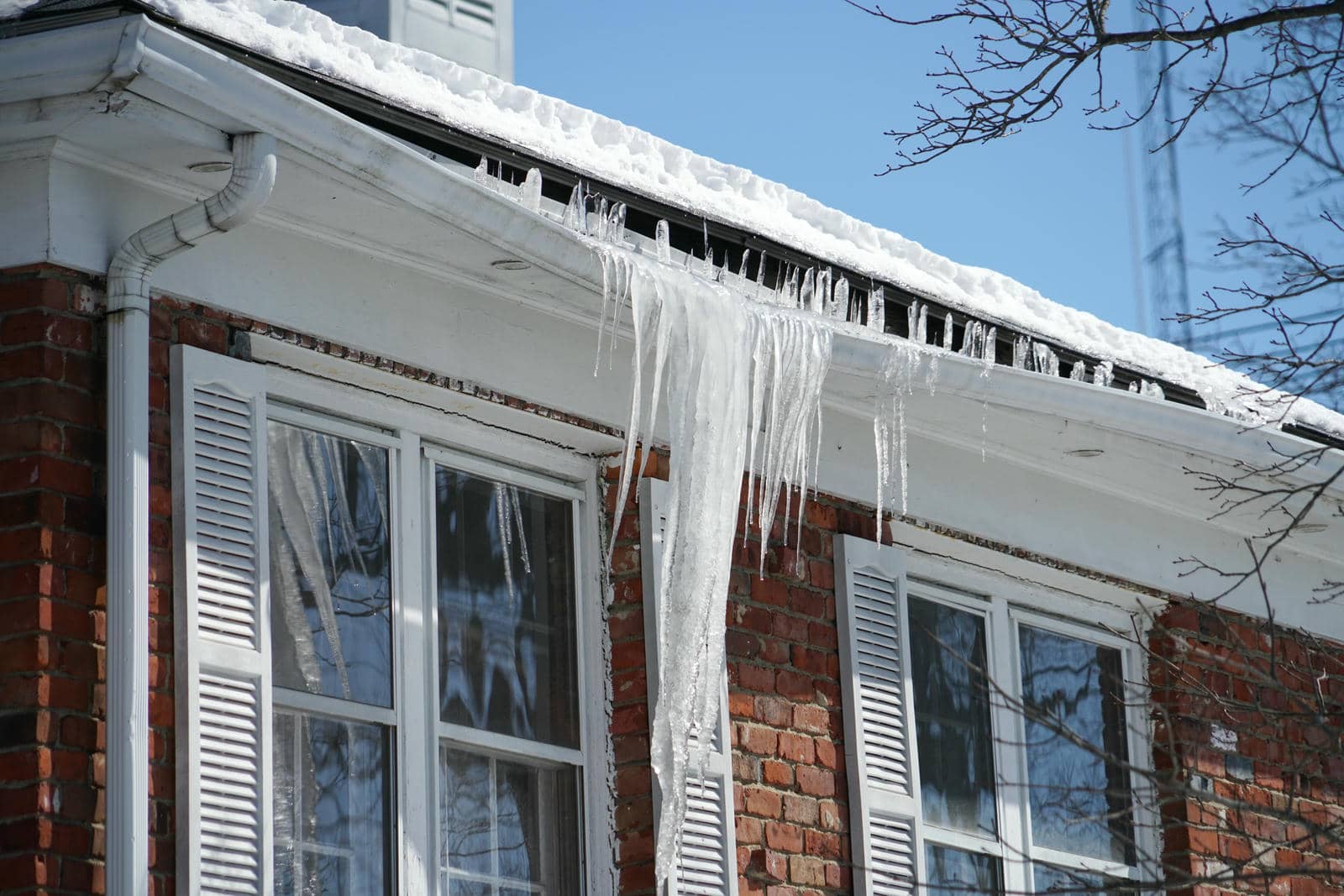 Icicles hanging from a roof
