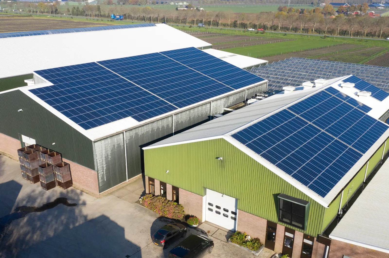 Cool shot of a business roof to show that choosing Solar Panels for your Commercial Roof is a viable option.